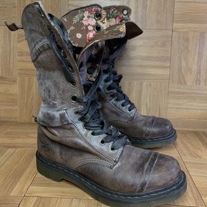 RARE🔥 Dr Martens Triumph Vintage Brown Leather Lace Boots Sz 10 Massai Flower